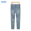 NUTS柔软弹力紧身牛仔裤女小脚裤浅蓝色膝盖大破洞221113304 商品缩略图1