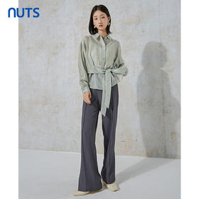 NUTS秋季新款时尚气质通勤风收腰设计感显瘦长袖衬衫女231013060B