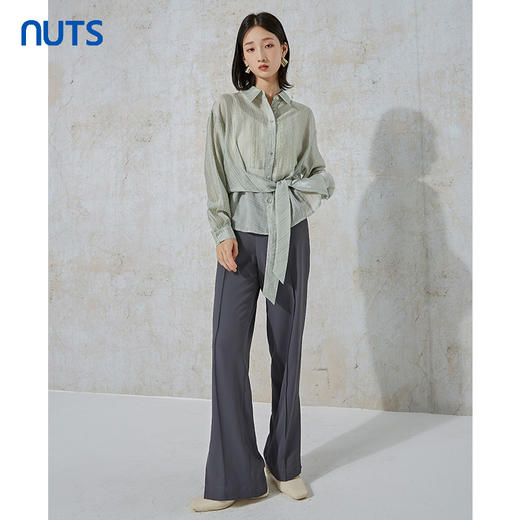 NUTS秋季新款时尚气质通勤风收腰设计感显瘦长袖衬衫女231013060B 商品图0
