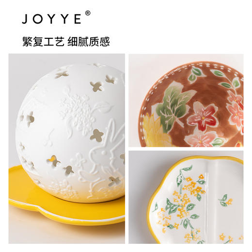 JOYYE小圆满-釉下彩茶杯礼盒中秋伴手礼陶瓷桌面艺术摆件品点心杯碟套装 商品图4