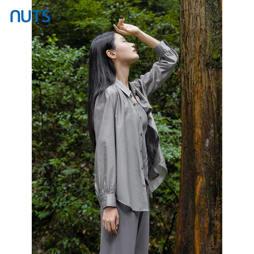 NUTS韩系薄款翻领长袖防晒衬衫女夏季时尚修身显瘦4310104A1 商品图2