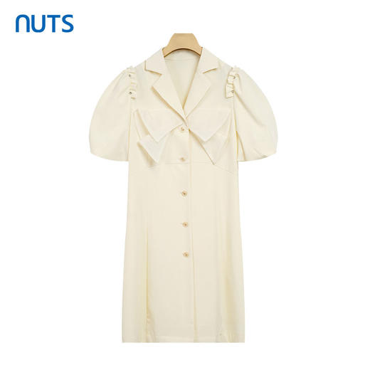 NUTS夏季新款小飞袖轻熟法式奶系温柔连衣裙女324101301 商品图0