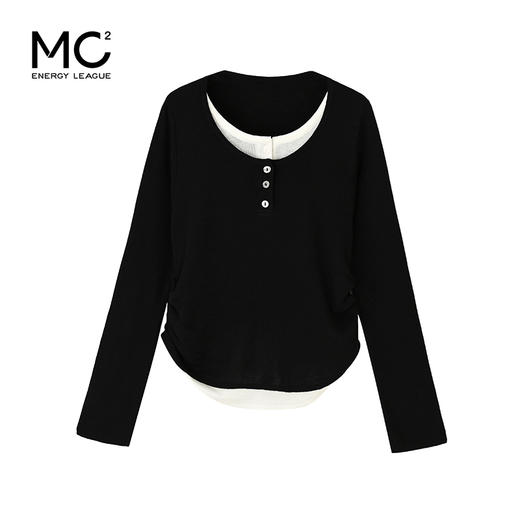 韩版拼接抽绳打底衫M4232605 商品图0