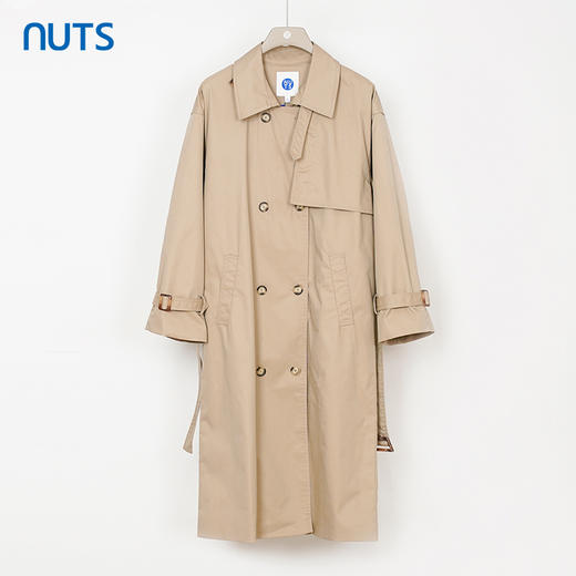 NUTS秋季新款英伦风双排扣简约休闲宽松长款风衣外套女334042333 商品图0