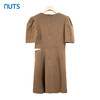 NUTS夏季显瘦纯色中长小众性感露腰短袖连衣长裙女428103535 商品缩略图1