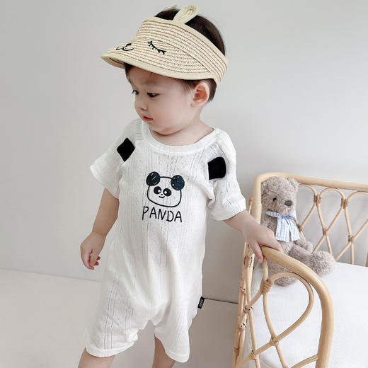 【男女宝宝透气镂空网眼棉爬服】婴幼儿夏季连体衣新款空调家居服哈衣 商品图3