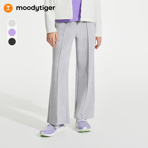 【24年秋新】moodytiger24年秋新款女童针织直筒长裤弹力百搭户外运动裤子43211307 商品图0