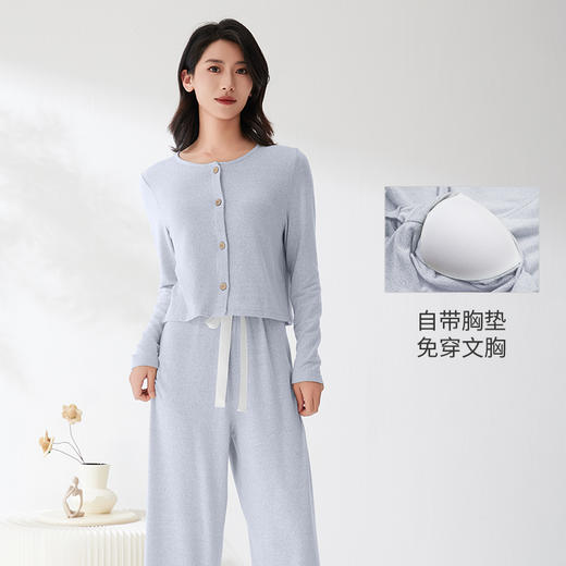 I’d爱帝云感超柔文艺花纱长袖套免穿内衣居家套装 商品图7