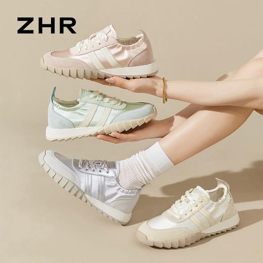 ZHR则则银色德训鞋女2024夏季新款软底老爹鞋透气防滑运动休闲鞋 商品图3