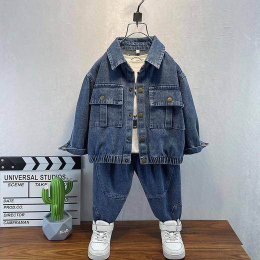 【男童春装牛仔套装】2024新款韩版男孩帅气衣服春秋儿童时髦两件套潮 商品图0