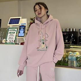 SZ2672连帽卫衣春秋薄款小兔子立体刺绣图案温柔可爱女款上衣