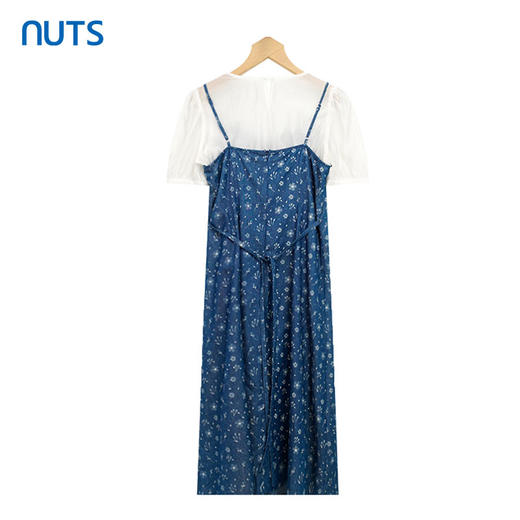 NUTS夏日穿搭高级感法式蓝色碎花吊带连衣裙子套装女221107346 商品图1