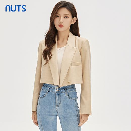 NUTS秋季新款时尚气质通勤风一粒扣设计感短款西装外套332041147 商品图0