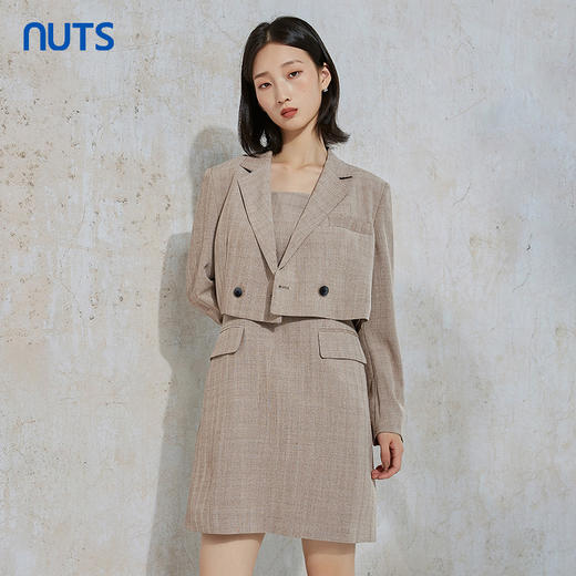 NUTS秋季新款气质通勤风设计感西装长袖连衣裙女两件套231103002B 商品图4