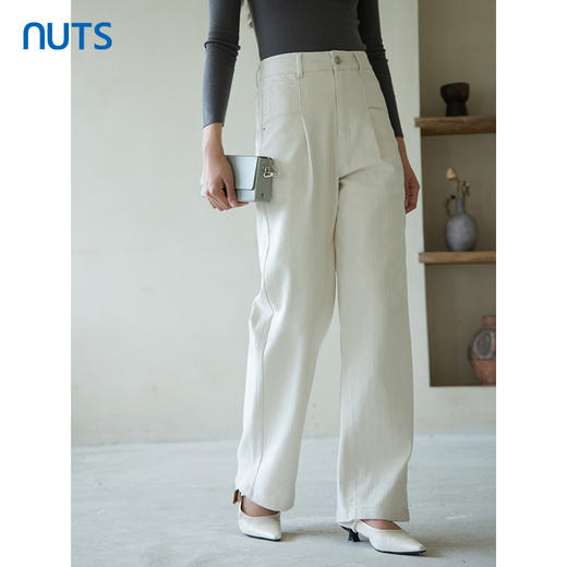 NUTS2023春秋季新款复古休闲直筒长裤女简约设计感宽松4340705A1 商品图1