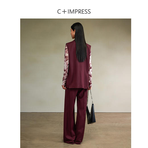 西嘉精纺羊毛VTG中古风宽松双排扣马甲套装 商品图4