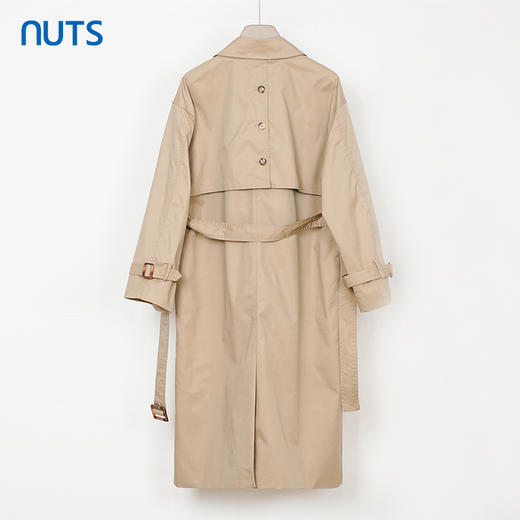 NUTS秋季新款英伦风双排扣简约休闲宽松长款风衣外套女334042333 商品图1