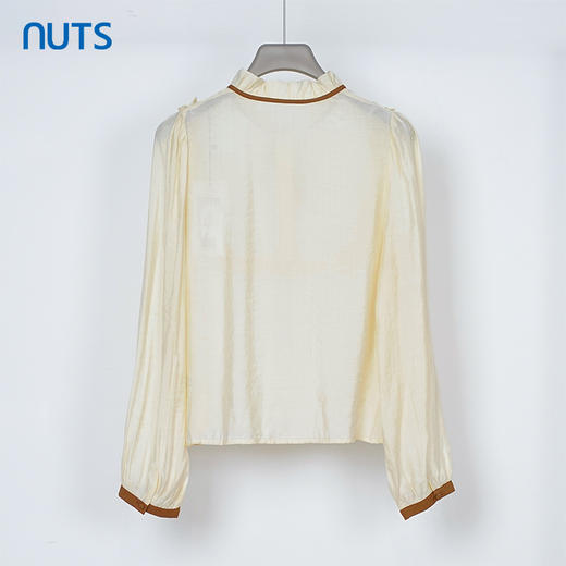 NUTS秋季新款宽松法式复古蝴蝶结木耳边长袖套头衫女331012271 商品图1