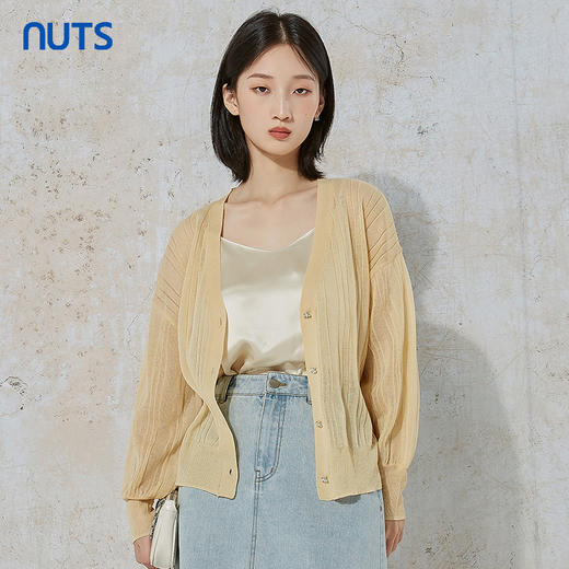 NUTS秋季新款时尚气质通勤风百搭薄款针织开衫短外套女231053033 商品图3