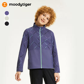 【24年秋新】moodytiger男童外套24秋新款拒水防风弹力长袖拉链户外运动衣43110401