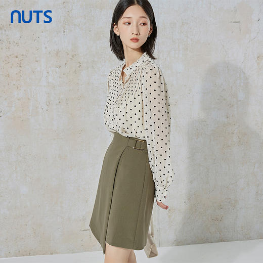 NUTS秋季新款纯色通勤风开叉设计包臀半身短裙女231061007B 商品图4