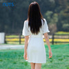NUTS夏季新款复古方领气质连衣裙小白裙女423101070 商品缩略图4
