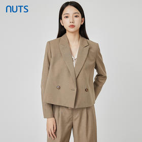 NUTS秋季新款气质通勤风宽松显瘦设计感短款西装外套女231048117B