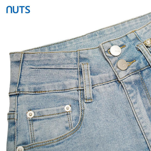 NUTS烟管裤铅笔裤水洗牛仔短裤女浅色百搭326113378 商品图2