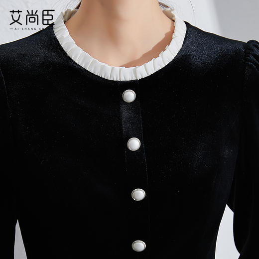 秋季时尚职业套装女装2024新款洋气黑色丝绒显瘦两件套御姐小香风 商品图8