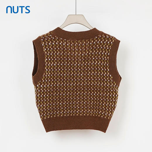 NUTS秋款新款V领小香风背心设计感小个子短款针织马甲女335053379 商品图2