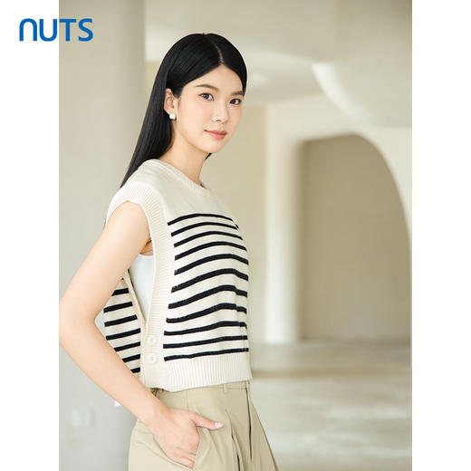 NUTS2023秋季新款时尚休闲气质百搭条纹毛织针织背搭女4380541A1 商品图1