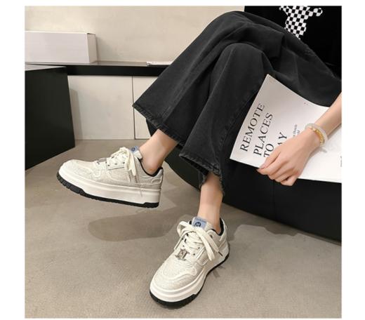 💕💕【白鹿同款！岁愿早秋新款小众复古爆裂纹锁扣增高休闲板鞋SY-Y01】白鹿大牌同款！！ 商品图4