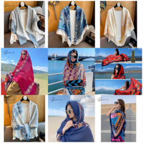 😍😍恨不得焊在身上!!太气质了!!💰69🉐明星同款披肩!!还配手提礼袋✅2种尺寸，13个款式👍