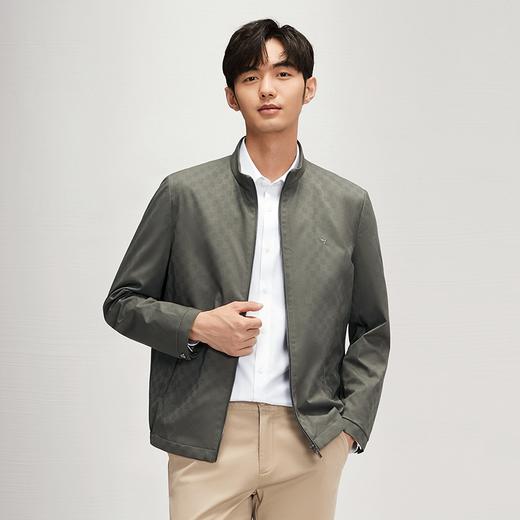 柒牌男装立领夹克男2024秋季新款中青年休闲时尚格纹提花男士外套	127K70060 商品图1