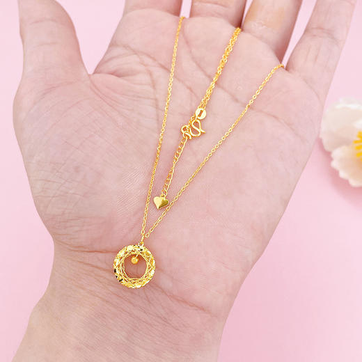 【限时克减150元】足金999 #婚庆 （足金999字印）5G黄金调节镂空绕线珠子圆环套链(5GTL01485)（预售产品下单后不退款不退货不换货不补差价） 商品图2