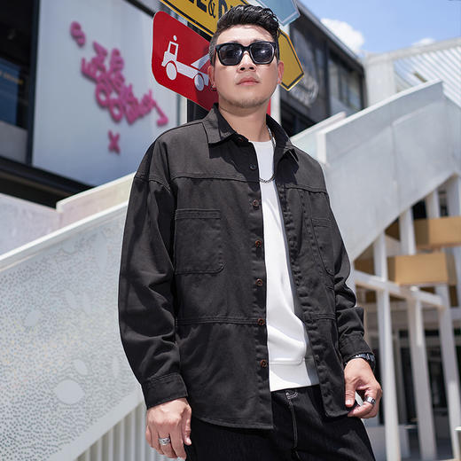 【新款DMH】大依优型大码翻领衬衫外套男宽松加肥加大码上衣夹克运动潮流 商品图5