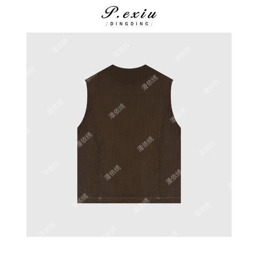 03-4潘依绣丁丁宠粉PanYiXiu/潘依绣人丝丝绒国风新中式盘扣坎肩无袖马甲 W-61802 商品图2