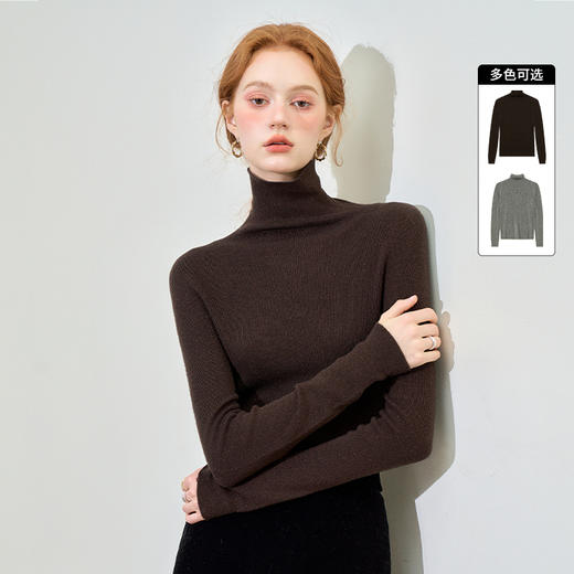 85.7%绵羊毛高领长袖毛衣女秋季轻薄保暖内搭上衣SS140281 商品图0