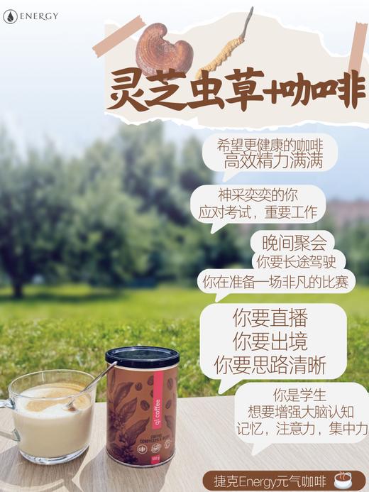 捷克安能聚QI气咖啡粉含虫草灵芝 补充能量/有益心血管/提神补气 不易心慌100g 日期26年11月 商品图9