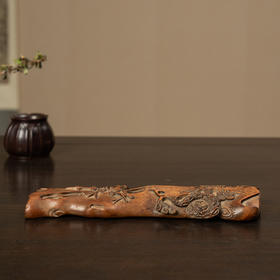 清 黄杨木雕松竹梅岁寒三友臂搁