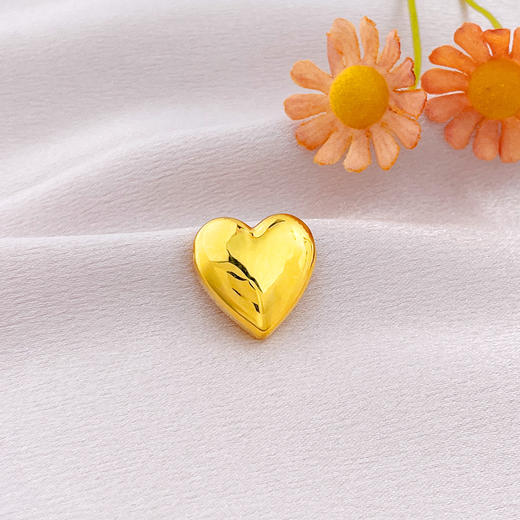 【限时7.5折】【定价黄金】足金 【精品】无氰5D空心镜面金爱心心形手串配件Diy手串配件(AR5DSC00042)预售产品下单后不退款不退货不换货不补差价 商品图1