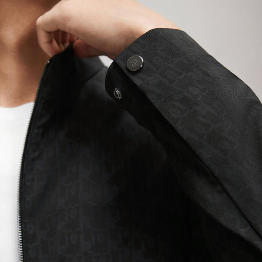 柒牌男装立领夹克男2024秋季新款时尚休闲满身印花爸爸干部装外套	127K70160 商品图2