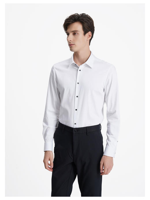 callisto白色粘纤混纺长袖衬衫 商品图3