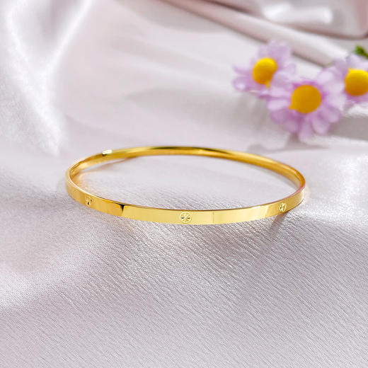 【限时克减150元】足金999.9 【精品】空心固口手镯镜面金车花米字手镯（面宽约2.6-3.0mm，厚约1.2mm)(AISZ00646-1)（预售产品下单后不退款不退货不换货不补差价） 商品图0