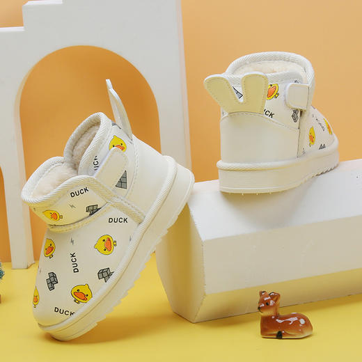 【贴心加绒 带来温暖~】冬季新款 儿童雪地靴 男童防水加厚宝宝棉鞋 软底女童加绒保暖童棉靴-QQ 商品图3