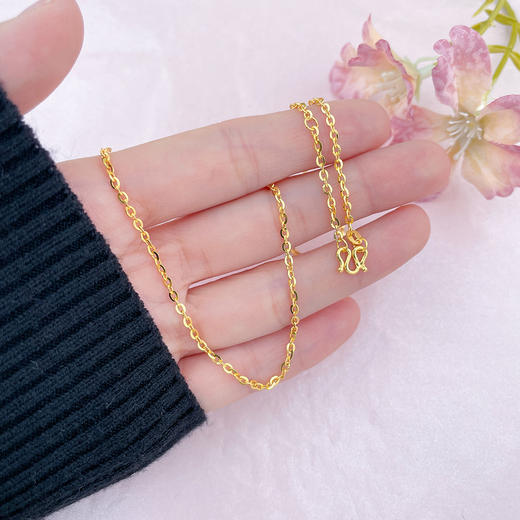 【限时克减150元】足金999 5G黄金17-18寸调节O字链项链(AG5GXL00016-2)补差价）补差价）预售产品下单后不退款不退货不换货不补差价 商品图2