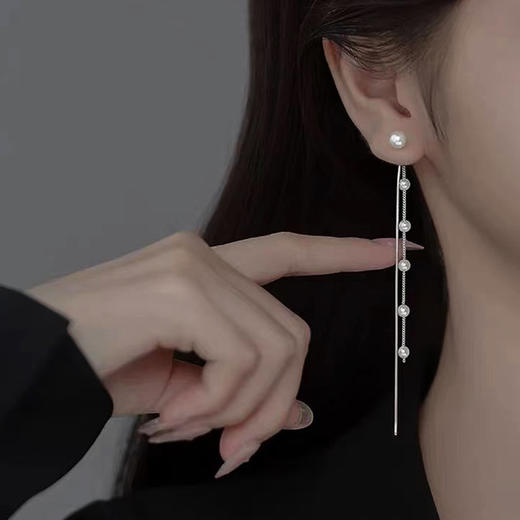 yszz-08012【云赏珠宝】两戴款精致流苏耳线满天星贝珠耳环s925银针耳饰 商品图4