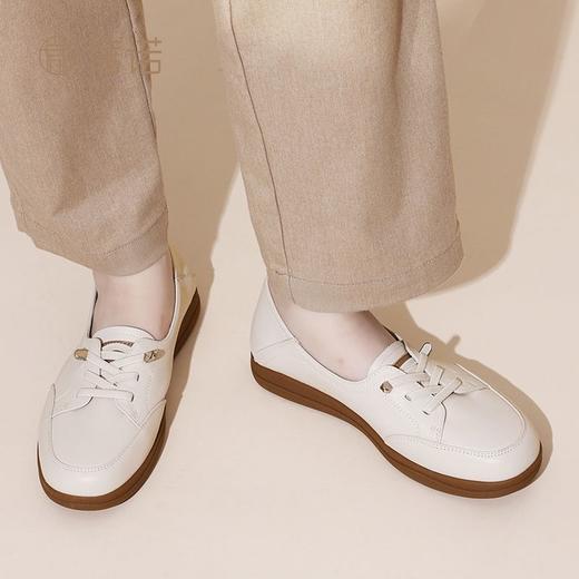 信诺 真皮舒适女鞋 2024新款秋季软底一脚蹬运动休闲鞋豆豆鞋单鞋Q3097-61 商品图1