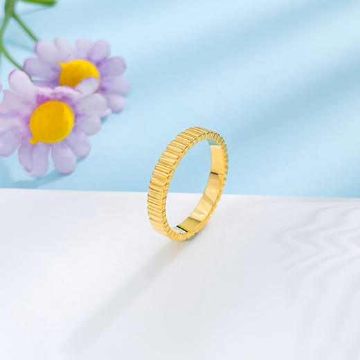 【限时克减150元】足金999 5G黄金空心固口戒指极简几何条纹圈戒固口圈戒(AG5GJZ00256)（预售产品下单后不退款不退货不换货不补差价） 商品图1
