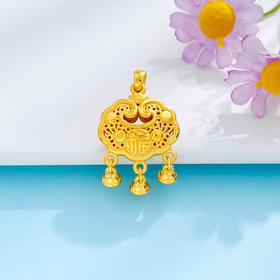 【限时克减150元】足金 #儿童/宝宝 3D硬金双面铃铛镂空如意福字锁包吊坠网红锁包吊坠（铃铛不响）(AR3DDZ00169-1)（预售产品下单后不退款不退货不换货不补差价）